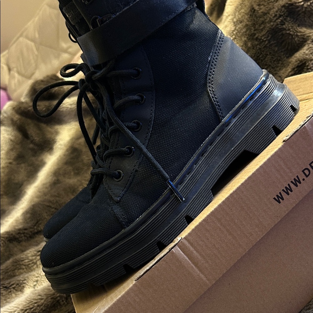 Dr. Martens Black High-Top Lace-Up Ankle Boots with Strap - Picture 15 of 15